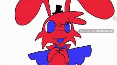 Red Rabbit With Blue Eyes Wearing Top Hat And Bow Tie GIF