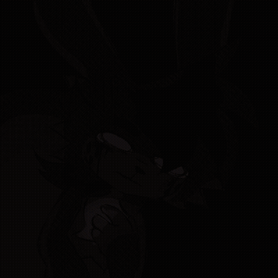 Red Rabbit With White Eyes On Dark Background GIF