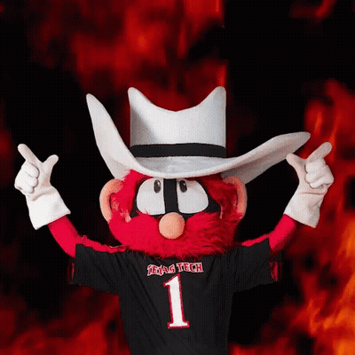 Red Raiders Mascot In Cowboy Hat GIF