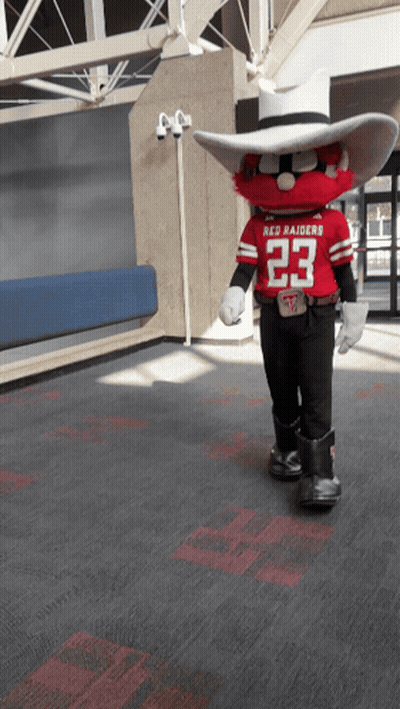Red Raiders Mascot In Cowboy Hat GIF