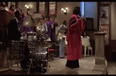 Red Robe Woman Dancing At Drum Set GIF