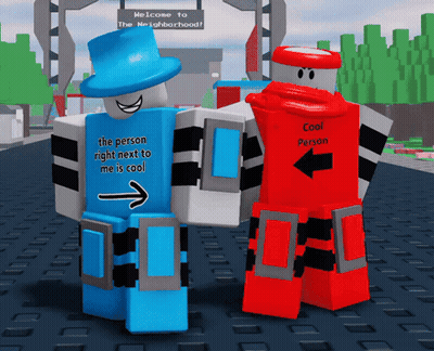 Red Robot Says Cool Person Next To Blue Robot GIF