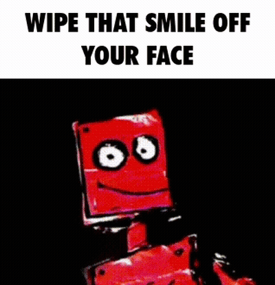 Red Robot Wipe That Smile Off Your Face GIF