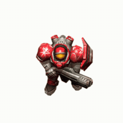 Red Robot With Shield And Gun GIF