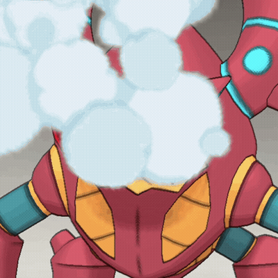 Red Robot With Smoke Coming Out Of Mouth GIF
