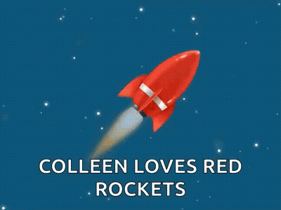 Red Rocket Flying Saying Colleen Loves Red Rockets GIF