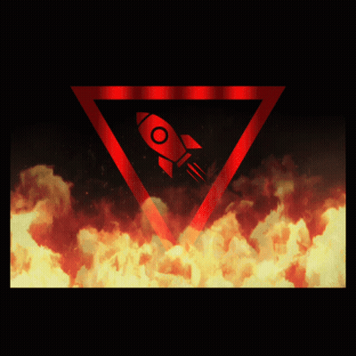 Red Rocket Flying Through Red Triangle With Fire GIF