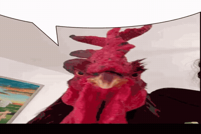 Red Rooster With White Speech Bubble GIF