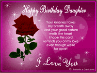 Red Rose Happy Birthday Daughter Digital Art GIF