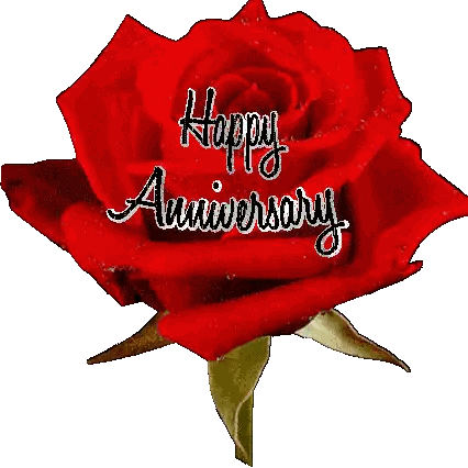 Red Rose Saying Happy Anniversary Sticker