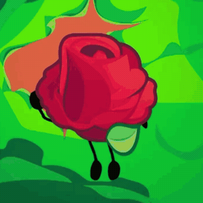 Red Rose With Arms And Legs On Green Background GIF