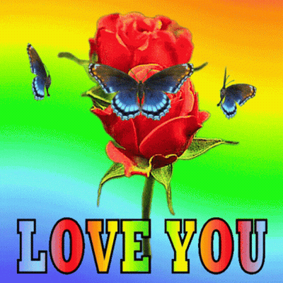 Red Rose With Butterflies Saying Love You