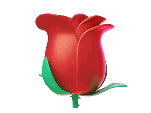 Red Rose With Green Leaves Sticker