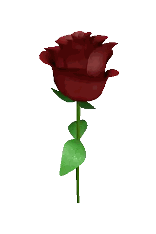 Red Rose With Green Stem And Leaf Sticker