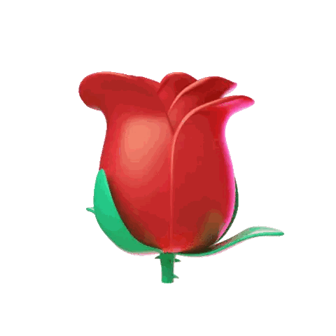 Red Rose With Green Stem Sticker