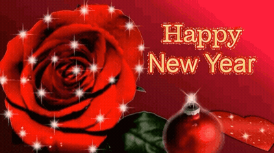 Red Rose With Happy New Year GIF