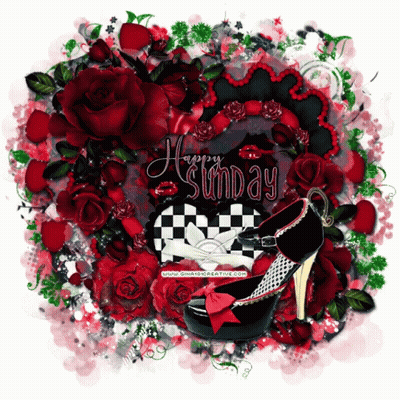 Red Rose Wreath And Black Shoes Happy Sunday GIF