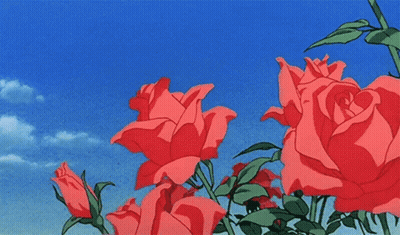 Red Roses Against Blue Sky With Clouds GIF