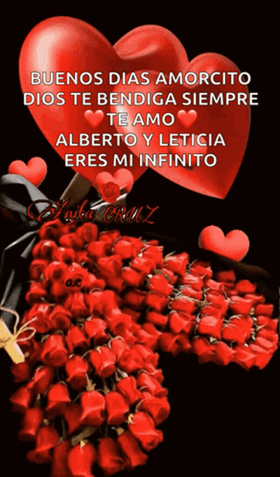 Red Roses And Hearts Buenos Dias Amorcito GIF