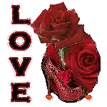 Red Roses And Red High Heels With Love Sticker