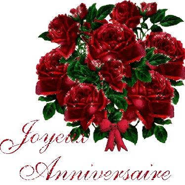 Red Roses Bouquet Joyeux Anniversaire Sticker