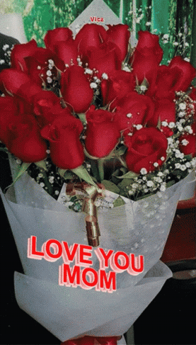 Red Roses Bouquet Love You Mom GIF