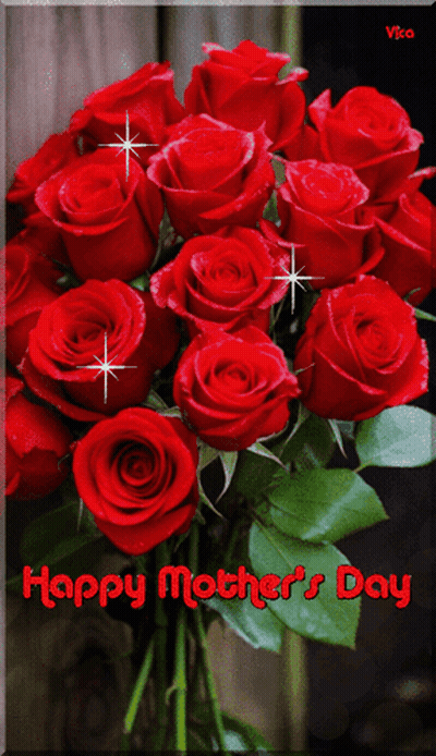 Red Roses Bouquet Saying Happy Mother's Day GIF