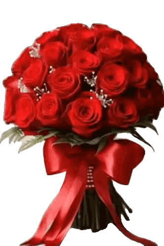 Ramo de rosas rojas con listón Sticker