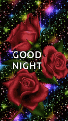 Red Roses Good Night And Colorful Sparkles GIF