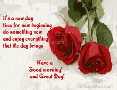 Red Roses Greeting Card Saying It's A New Day GIF