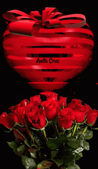 Red Roses Next To Heart Saying Anita Cruz GIF