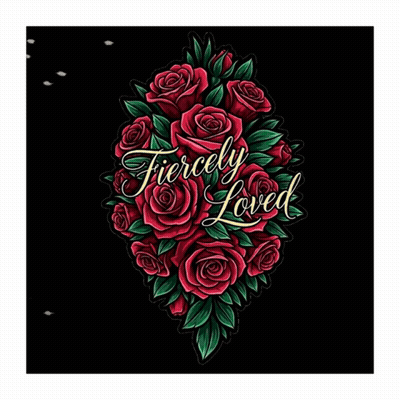 Red Roses On Black Background Fiercely Loved GIF