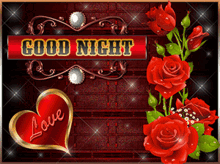 Red Roses Plants And Heart Good Night Love GIF