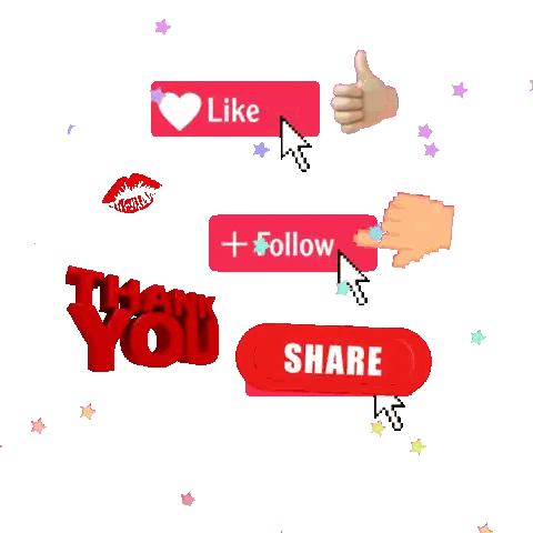Red Share, Like, Thank You Buttons Sticker