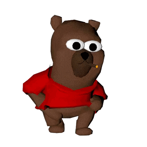 Red Shirt Bear Eating Candy Sticker