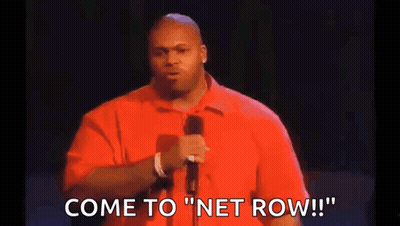 Red Shirt Man Holding Microphone Come To Net Row GIF