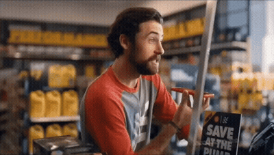 Red Shirt Man Pointing At Save At The Pump GIF