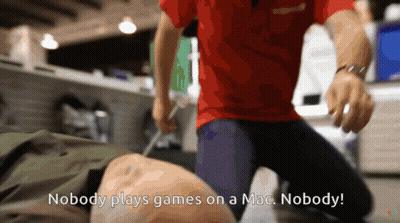 Red Shirt Man Says Nobody Plays Games Mac GIF