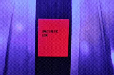 Red Sign Anesthetic Gun Purple Background GIF