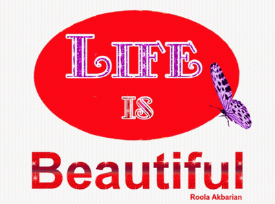 Red Sign Life Is Beautiful With Purple Butterfly GIF