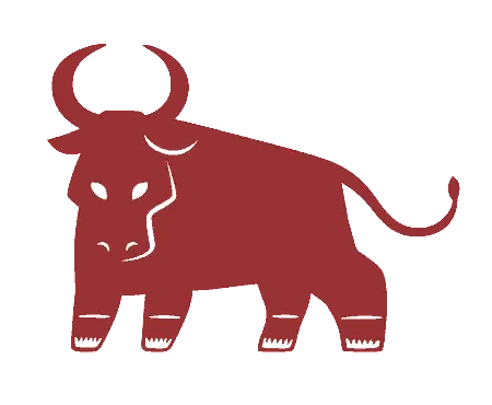 Red Silhouette Of Bull With Long Tail Sticker