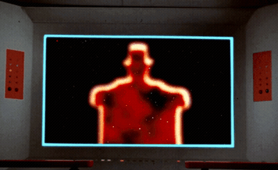 Red Silhouette Of Man's Torso GIF