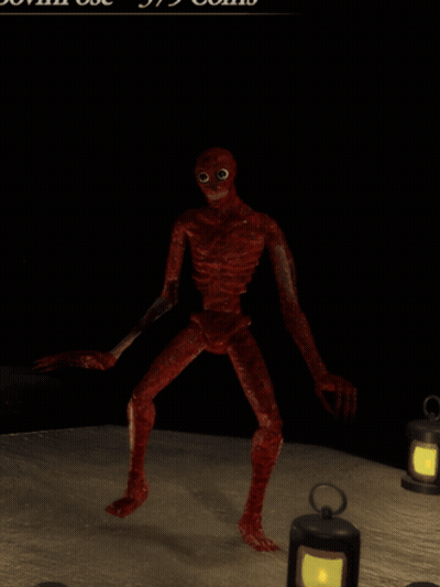Red Skeleton With Lantern GIF