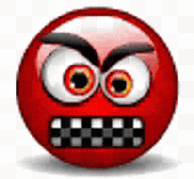 Red Smiley Angry With Checkered Mouth GIF