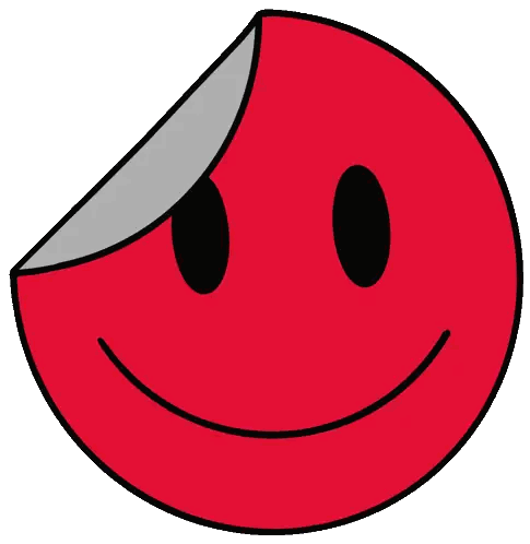 Red Smiley Face Sticker Cut In Half Sticker