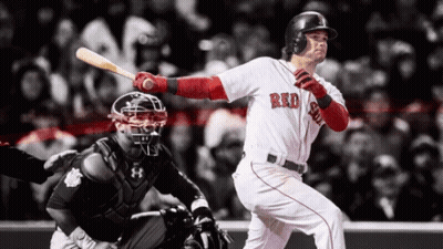 Red Sox Baseball Player Swinging At Ball GIF