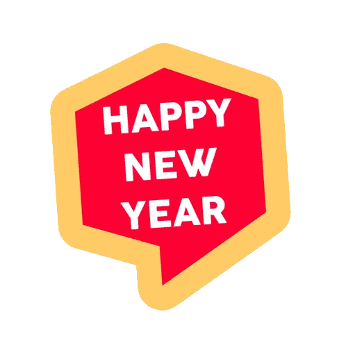 Red Speech Bubble Saying Happy New Year Sticker