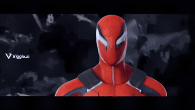 Red Spiderman Standing In Front Of Fence GIF