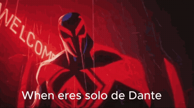 Red Spiderman Standing In Front Of Welcome Sign GIF