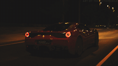 Red Sports Car Driving At Night GIF